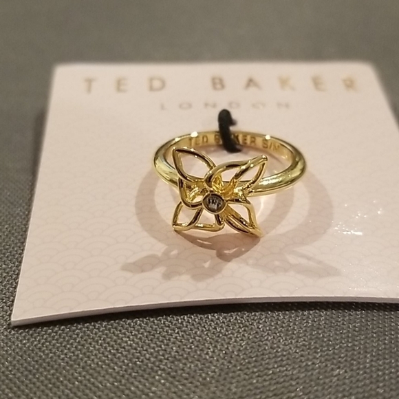 💕TED BAKER💕 Gold Mini Crystal Breeze Ring (S/M) NWT - Picture 8 of 8